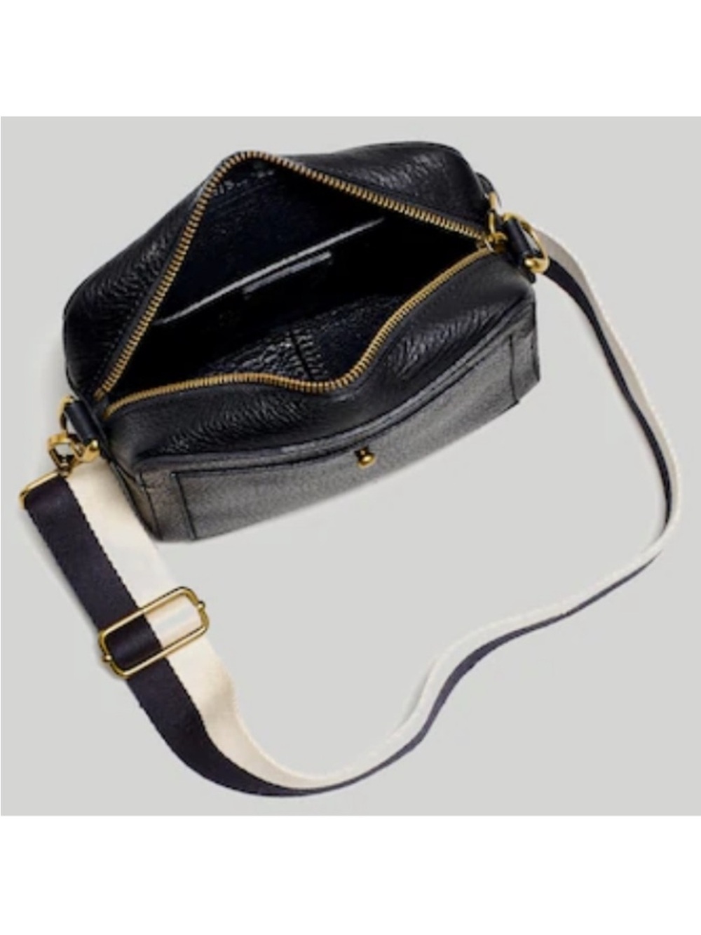 Black Leather Crossbody Bag with Contrast Strap/new with tags - Picture 5 of 6